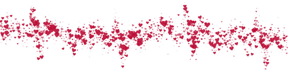 Red hearts scattered on white background.