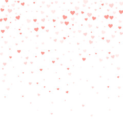 Red hearts scattered on white background.
