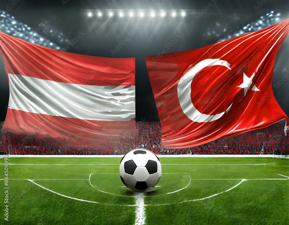 Wall mural österreich vs türkei, fußball stadion