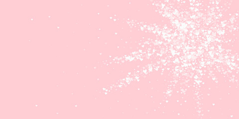 White hearts scattered on pink background.