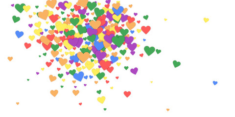 Rainbow colored scattered hearts. LGBT valentine