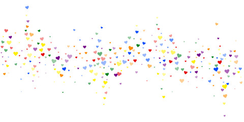 Rainbow colored scattered hearts. LGBT valentine