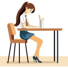Fototapeta premium Woman Studying at Desk