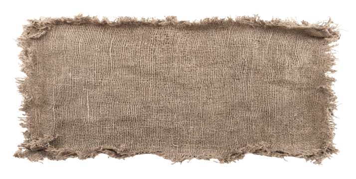 Burlap texture. A piece of torn burlap on a white background. Canvas. Packing material