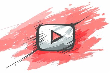 Hand drawn play button icon on clean background for versatile and creative projects