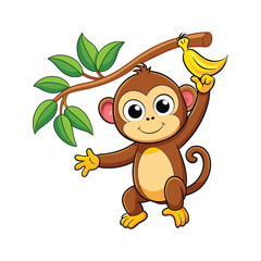 Cartoon monkey hanging vector