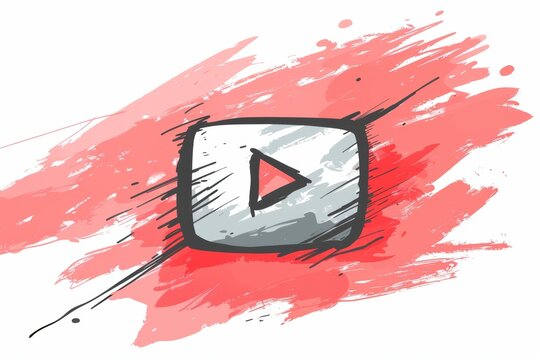 Hand drawn play button icon on clean background for versatile and creative projects