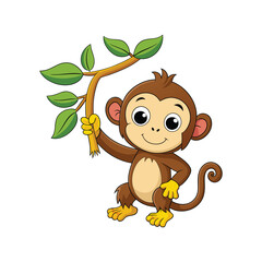 Obraz premium Cartoon monkey hanging vector