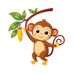 Cartoon monkey hanging vector
