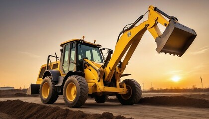 backhoe working on construction site