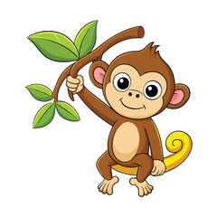 Cartoon monkey hanging vector