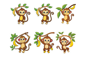 Cartoon monkey hanging vector