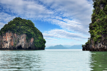 Thailand - Ao Phang-nga National Park, consists of an area of the Andaman Sea studded with numerous limestone tower karst islands