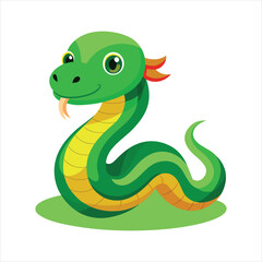 Cartoon green snake vector