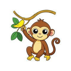 Cartoon monkey hanging vector