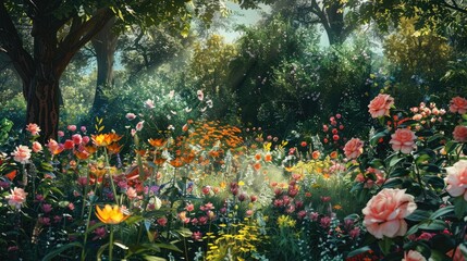 Blooms in the garden are flourishing splendidly