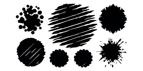 Black grunge texture . Scratch marks. Ripped paper. Grunge frame collection for sticker, collage, banner. Black illustration isolated on white background 
