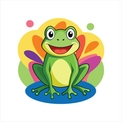 Cartoon happy frog vector