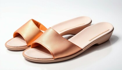 modern and summery women's slippers, isolated white background, advertising shot, copy space for text