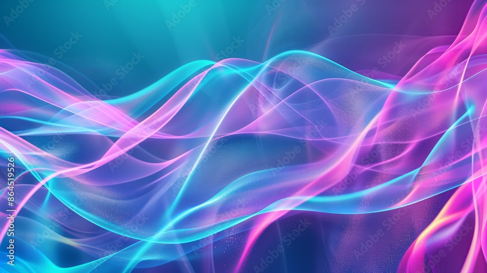 Poster a vibrant abstract background with neon lights and dynamic waves, perfect for modern digital art and