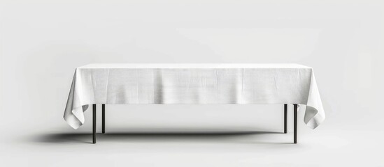 Table with white tablecloth separated on a white background