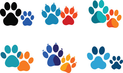 dog and cat paw vector