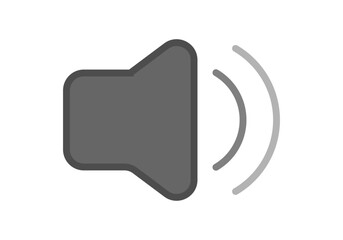 Icono gris de volumen de un altavoz