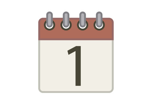 Icono de calendario rojo a fecha de principios de mes