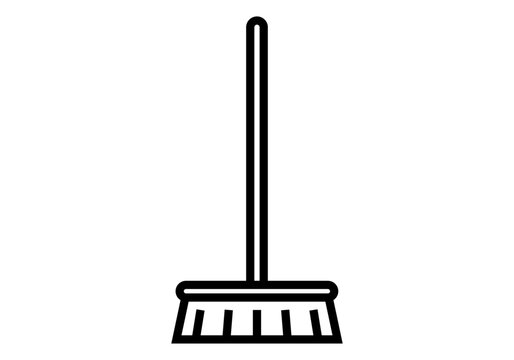 Icono negro de escoba en fondo blanco