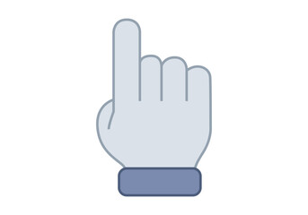 Icono azul de mano indicando con el dedo