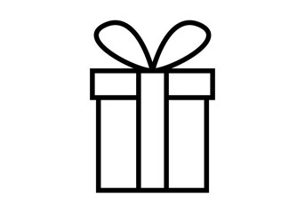 Icono negro de regalo en fondo blanco