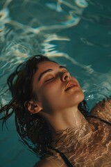 Woman relaxing in pool