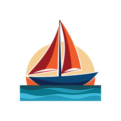 behind a sailboat vector on the horizon