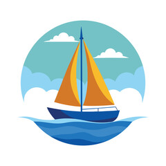 behind a sailboat vector on the horizon