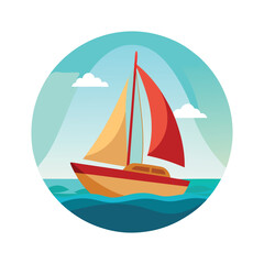 behind a sailboat vector on the horizon