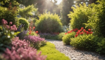 Obraz premium A delicate cluster of pink poppy blooms in a lush garden setting