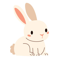 Flat vector illustration. Domestic animals from a farm. Cute rabbit on white background . Vector illustration