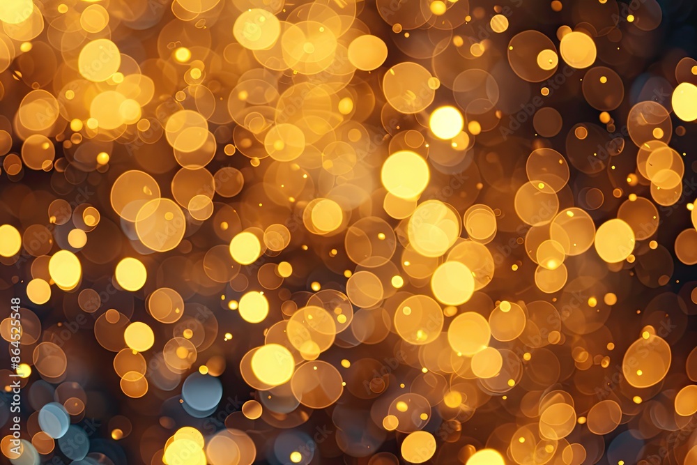 Poster glamorous gold confetti party with soft bokeh lights