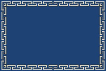 Greek ornament frame, Greek concept, Ancient Greece, Greek design a template for invitations, leaflets and greeting cards. Vector illustration. Blue background, Print