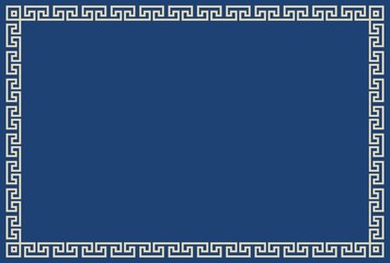 Greek ornament frame, Greek concept, Ancient Greece, Greek design a template for invitations, leaflets and greeting cards. Vector illustration. Blue background, Print