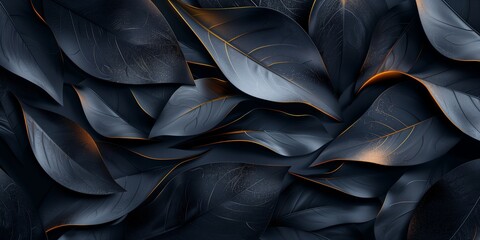 Abstract Creative Wallpaper with Luxurious Dark Leaves for Artistic and Modern Design, Elegant...