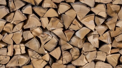 A close-up shot of stacked firewood logs, showcasing the various textures and colors of the wood SEAMLESS PATTERN