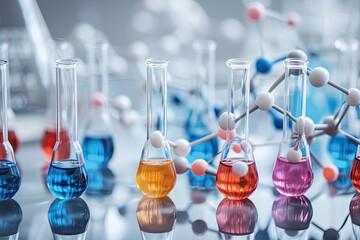 a group of blue glass bottles filled with blue rocks, Study the principles of computational chemistry