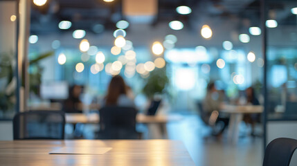 Business office with blurred people casual wear, with blurred bokeh background