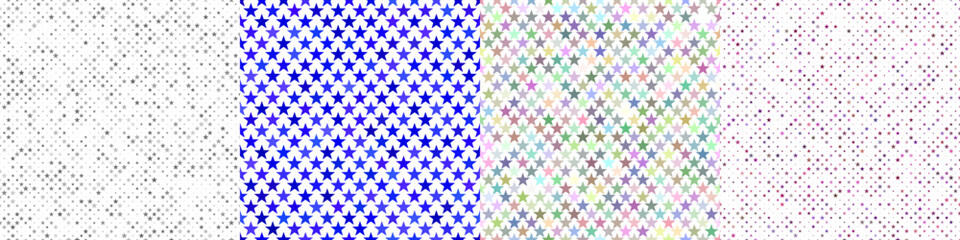 Seamless pentagram star pattern set