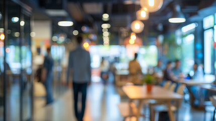 Business office with blurred people casual wear, with blurred bokeh background