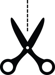 Icon of scissors cutting along the line, cut icon