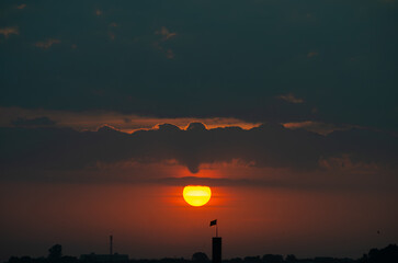 Sunrise, magnificent sunrise with its beautiful colors in winter Brazil, natural light, selective focus.