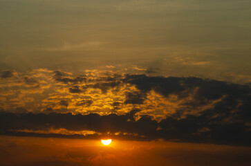 Sunrise, magnificent sunrise with its beautiful colors in winter Brazil, natural light, selective focus.