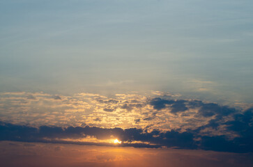 Sunrise, magnificent sunrise with its beautiful colors in winter Brazil, natural light, selective focus.